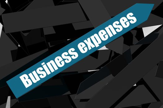 Business expenses word on the blue arrow, 3D rendering
