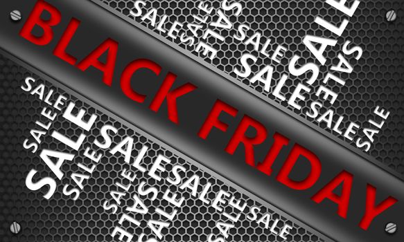 Black Friday Sale concept on mesh hexagon background, 3d rendering