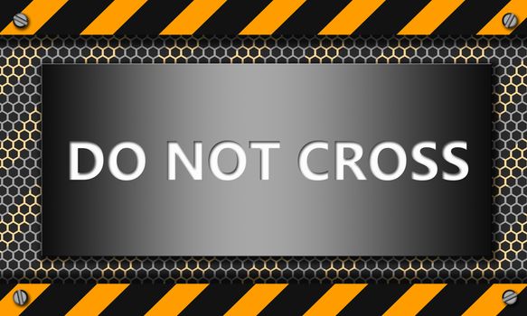 Do not cross sign with caution yellow tape, 3d rendering