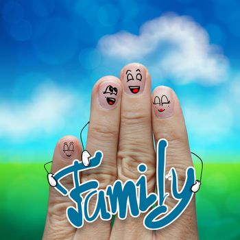 Finger family travels at the beach and family word as concept 