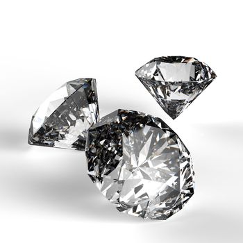 Diamonds 3d in composition as concept 