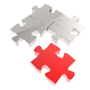 3d puzzles partnership as concept 