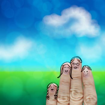 happy finger family on green nature background 
