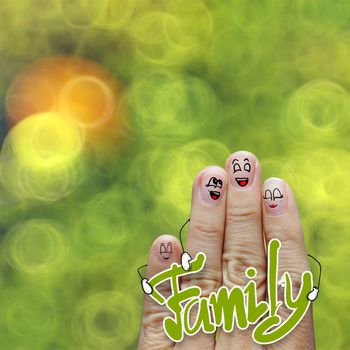 the happy finger family holding  family word 