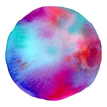 Abstract watercolor hand painting in circle shape for the text message background. Colorful splashing in the paper. Perfect for branding, greetings, websites, digital media, invites, weddings.