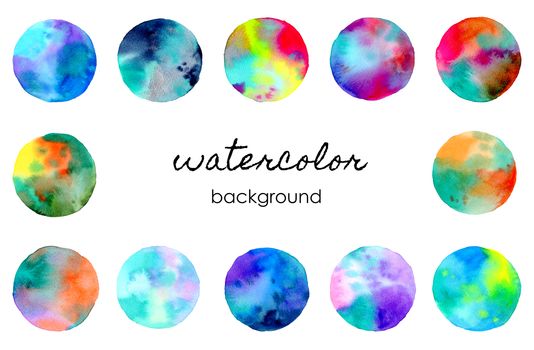 Abstract watercolor hand painting in circle shape for the text message background. Colorful splashing in the paper. Perfect for branding, greetings, websites, digital media, invites, weddings.