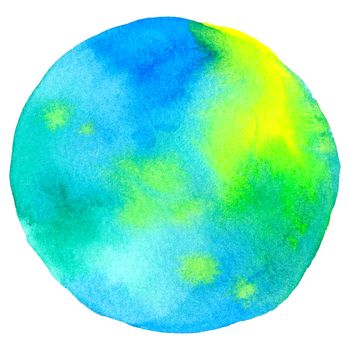 Abstract watercolor hand painting in circle shape for the text message background. Colorful splashing in the paper. Perfect for branding, greetings, websites, digital media, invites, weddings.