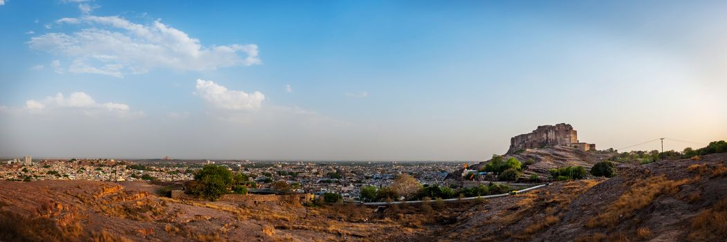 Panoramic view of Mehrangarh fort at Jodhpur, Rajasthan, India. An UNESCO World herritage.