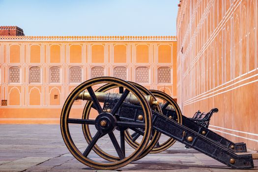 Jaipur city palace in Jaipur city, Rajasthan, India. An UNESCO world heritage know as beautiful pink color architectural elements. A famous destination in India.