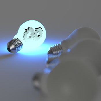 light bulb with gears as concept 