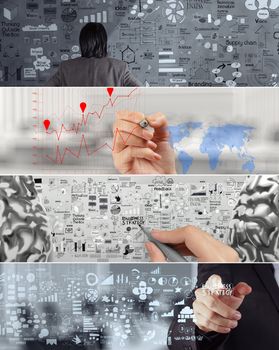 Collage of photo business strategy as concept 