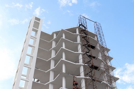 Building, Building white Construction site on blue sky background