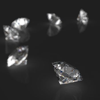 Diamonds 3d in composition as concept