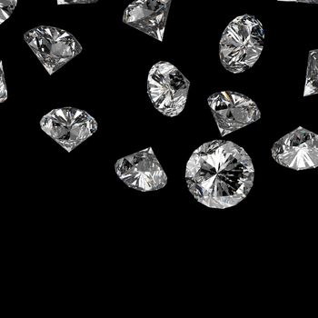 Diamonds 3d in composition as concept 