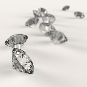 Diamonds 3d in composition as concept