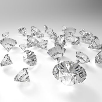 Diamonds 3d in composition as concept 