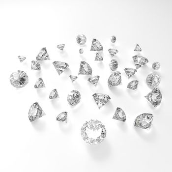 Diamonds 3d in composition as concept 