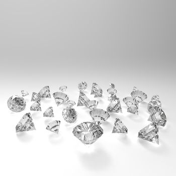 Diamonds 3d in composition as concept 