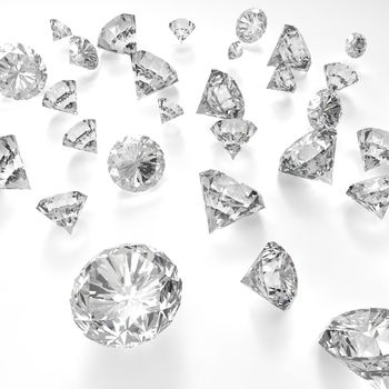 Diamonds 3d in composition as concept 