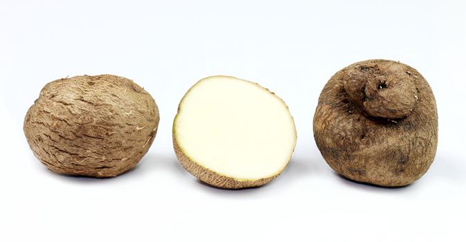 Dioscorea, Mun-Neb (Thai word), Fresh Dioscorea tuck, Dioscorea slats root isolated on white background, Rubeola fotografie