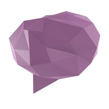 low poly geometric speech bubble on white background