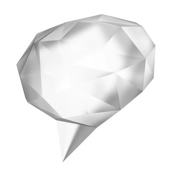 low poly geometric speech bubble on white background