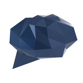 low poly geometric speech bubble on white background