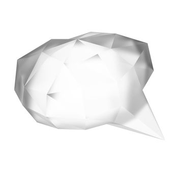 low poly geometric speech bubble on white background