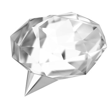 low poly geometric speech bubble on white background