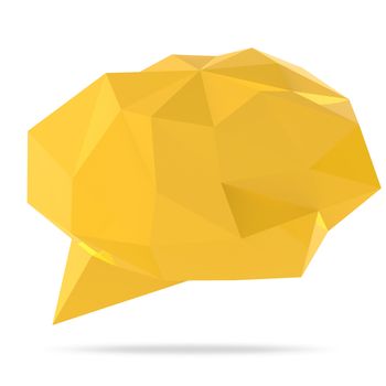 low poly geometric speech bubble on white background