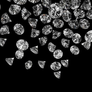 Diamonds 3d in composition as concept