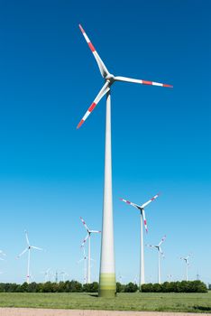 Modern wind power plants seen in Germany