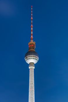 The famous Television Tower in Berlin illuminated at night