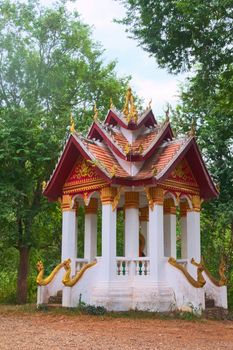 Buddhist shrine hidden in the forest near Luan Prabang, Laos.