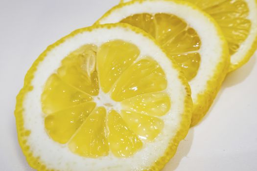 lemon slices on white background
