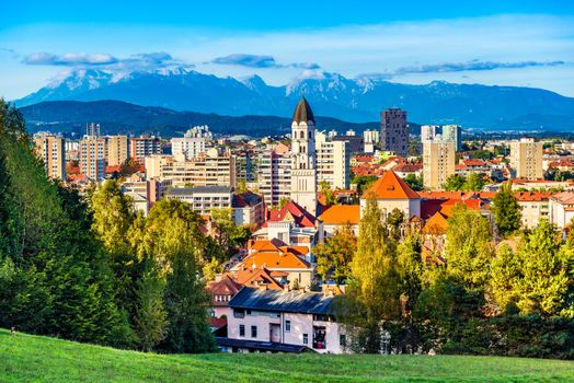 Beautiful evening cityscape of Ljubljana, Slovenia