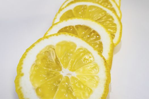 lemon slices on white background