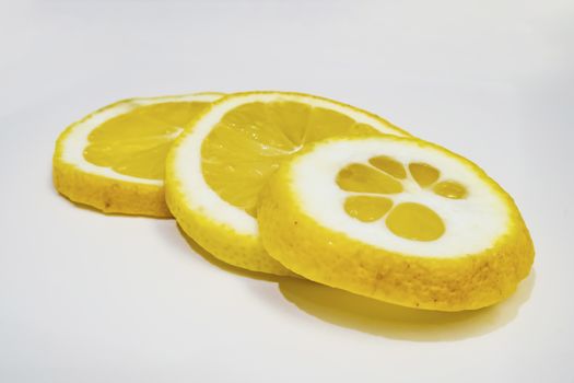 lemon slices on white background