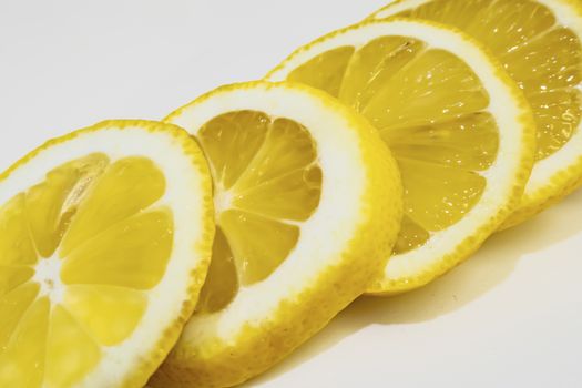 lemon slices on white background