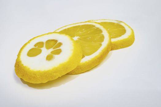 lemon slices on white background