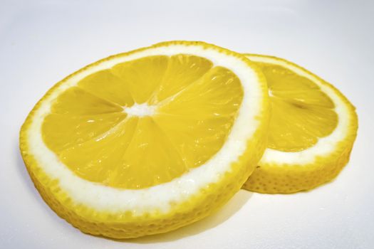 lemon slices on white background