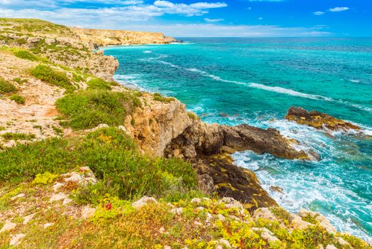 Beautiful scenery in Syracuse, Sicily, Italy. Picturesque Italian coast