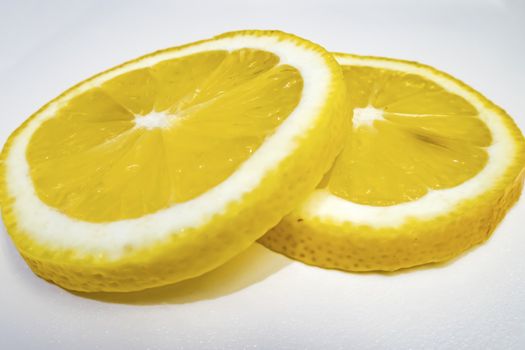 lemon slices on white background