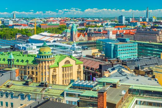 Aerial panorama of Helsinki on a summer day, Finland