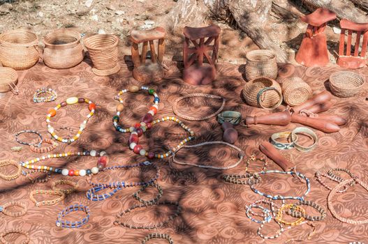 Himba arts and crafs for sale at a Himba village near Epupa