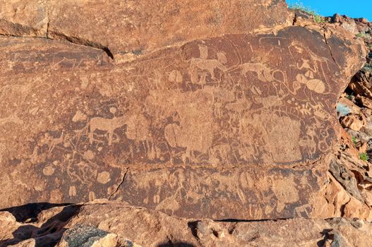 Rock engravings at Twyfelfontein in Damaraland, Namibia