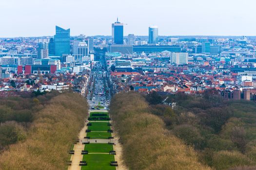 Brussels (Bruxelles) - February 2016, Belgium: Aerial panorama of Brussels city center, view on downtown