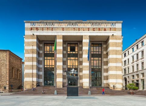 Brescia - July 2017, Italy: Main post office in Brescia situated on the Square of Victory (Piazza della Vittoria)