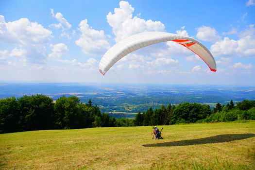 paragliding on a sunny day