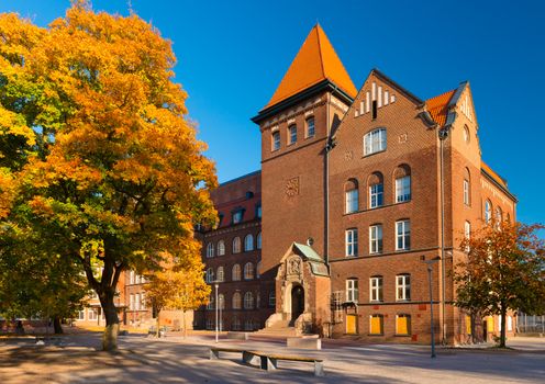 Landskrona - October 2018, Sweden: View of Dammhag School (Dammhagskolan) in a small Swedish town